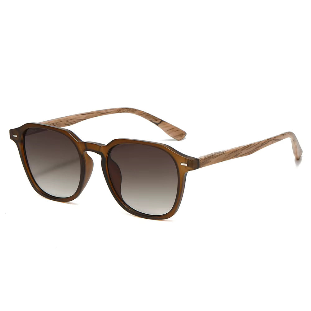 Bruine Aero zonnebril met houten details – moderne zonnebril met natuurlijke look