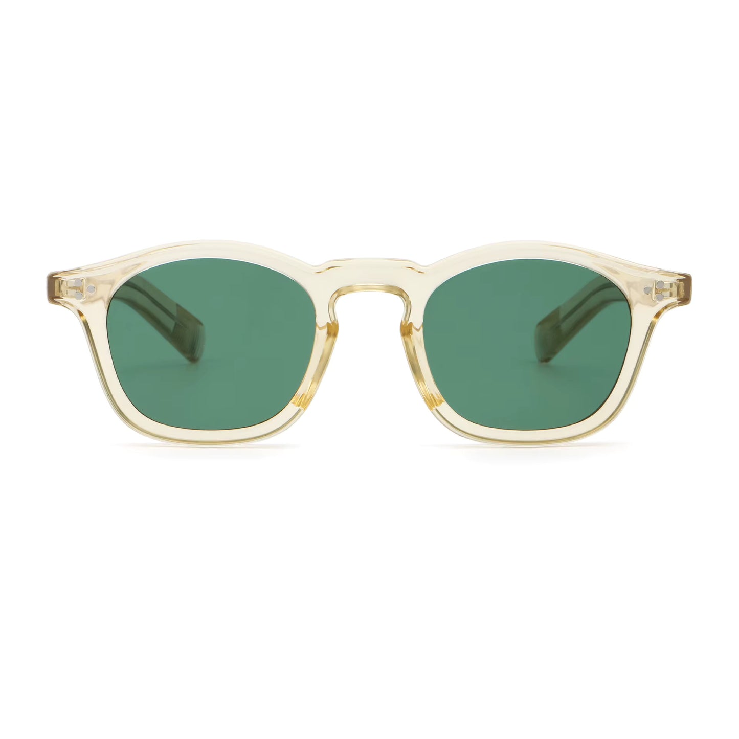 Collin gele zonnebril retro festival stijl met groengetinte glazen
