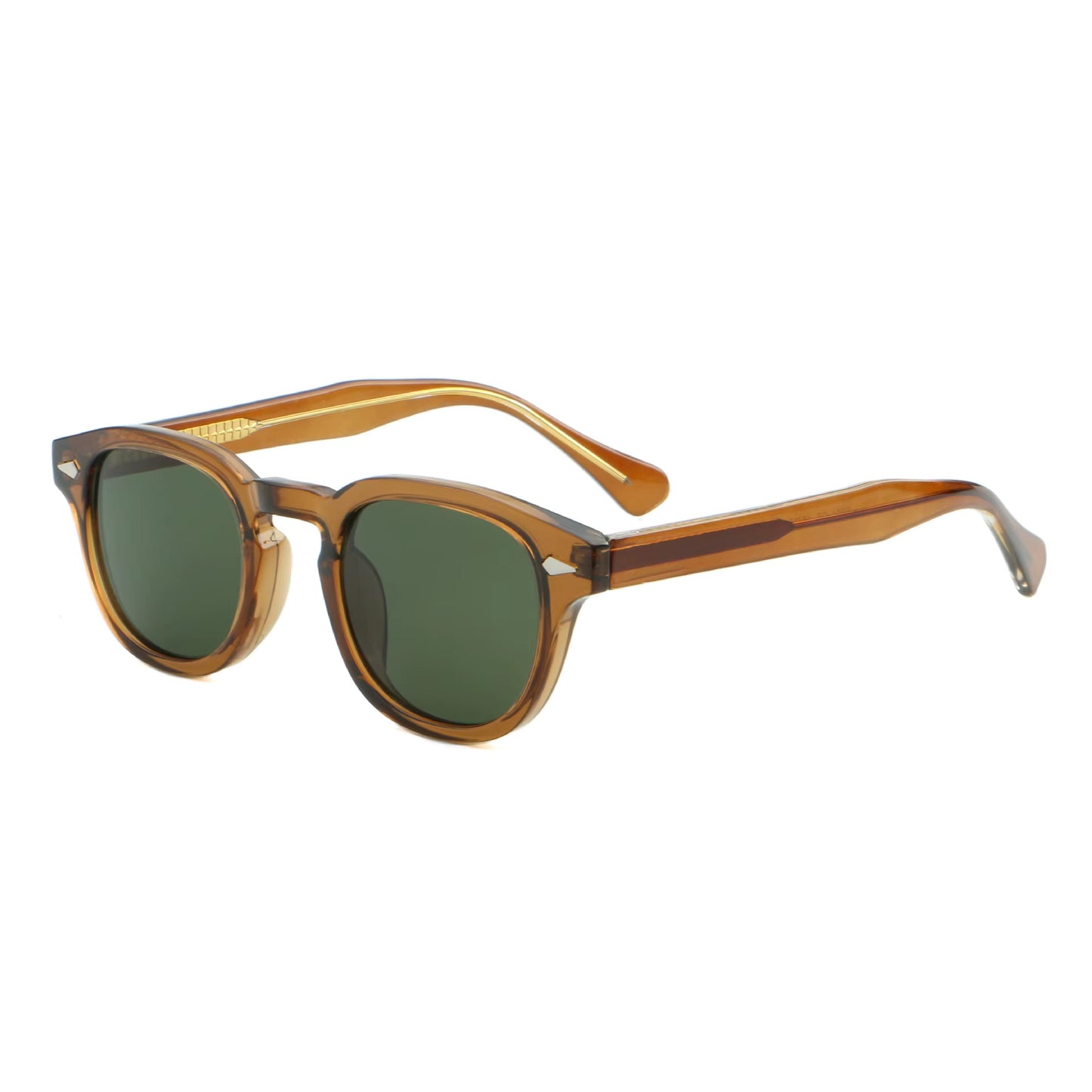 Monarch zonnebril bruin met grijze glazen | warme retro look op transparante achtergrond