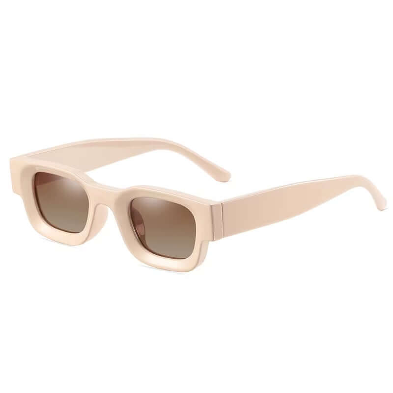 Rex zonnebril beige montuur met bruine glazen op witte achtergrond