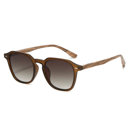 Bruine Aero zonnebril met houten details – moderne zonnebril met natuurlijke look