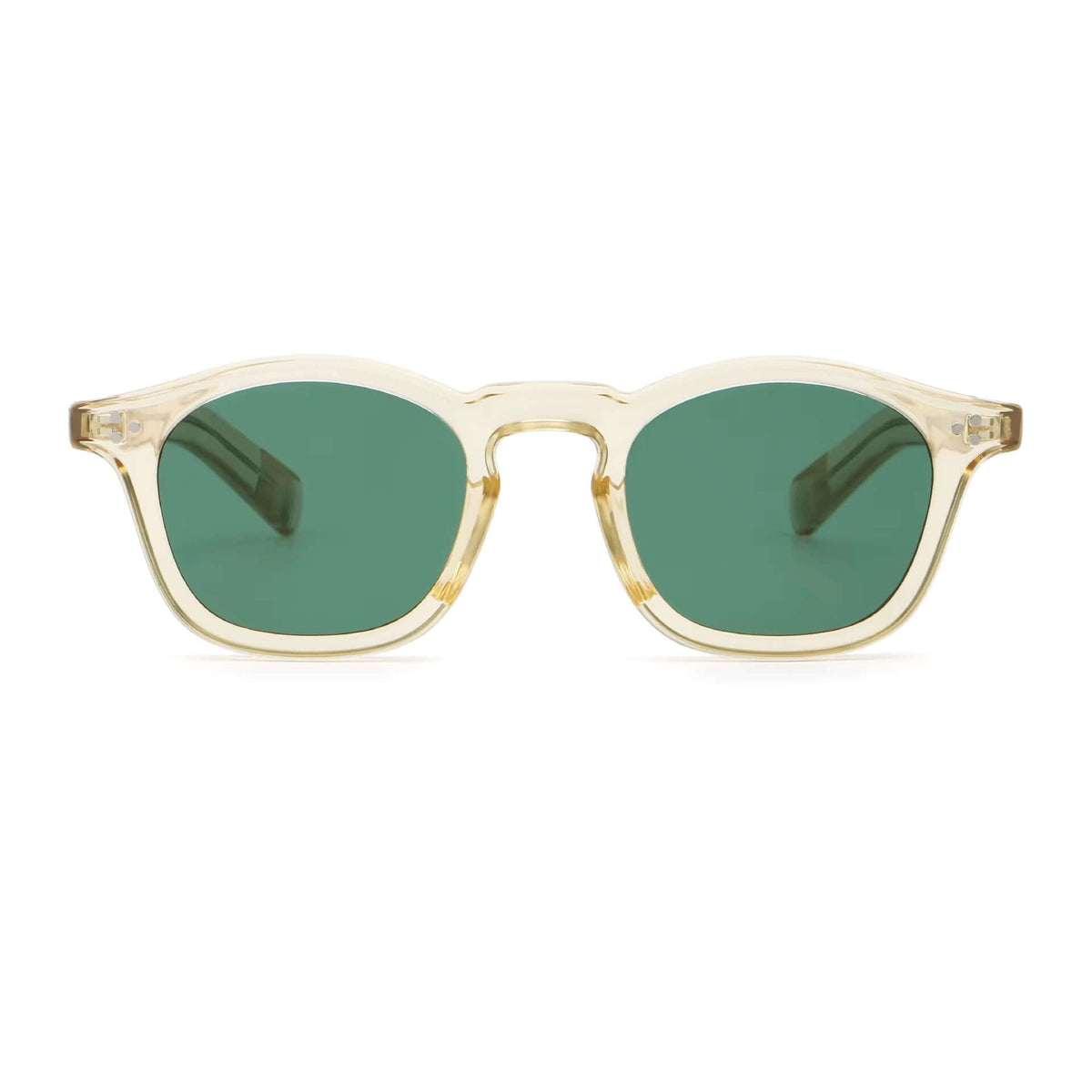 Collin gele zonnebril retro festival stijl met groengetinte glazen