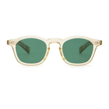 Collin gele zonnebril retro festival stijl met groengetinte glazen