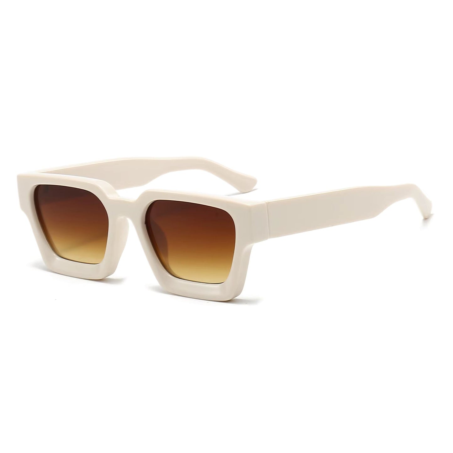John zonnebril beige montuur met bruine glazen op witte achtergrond