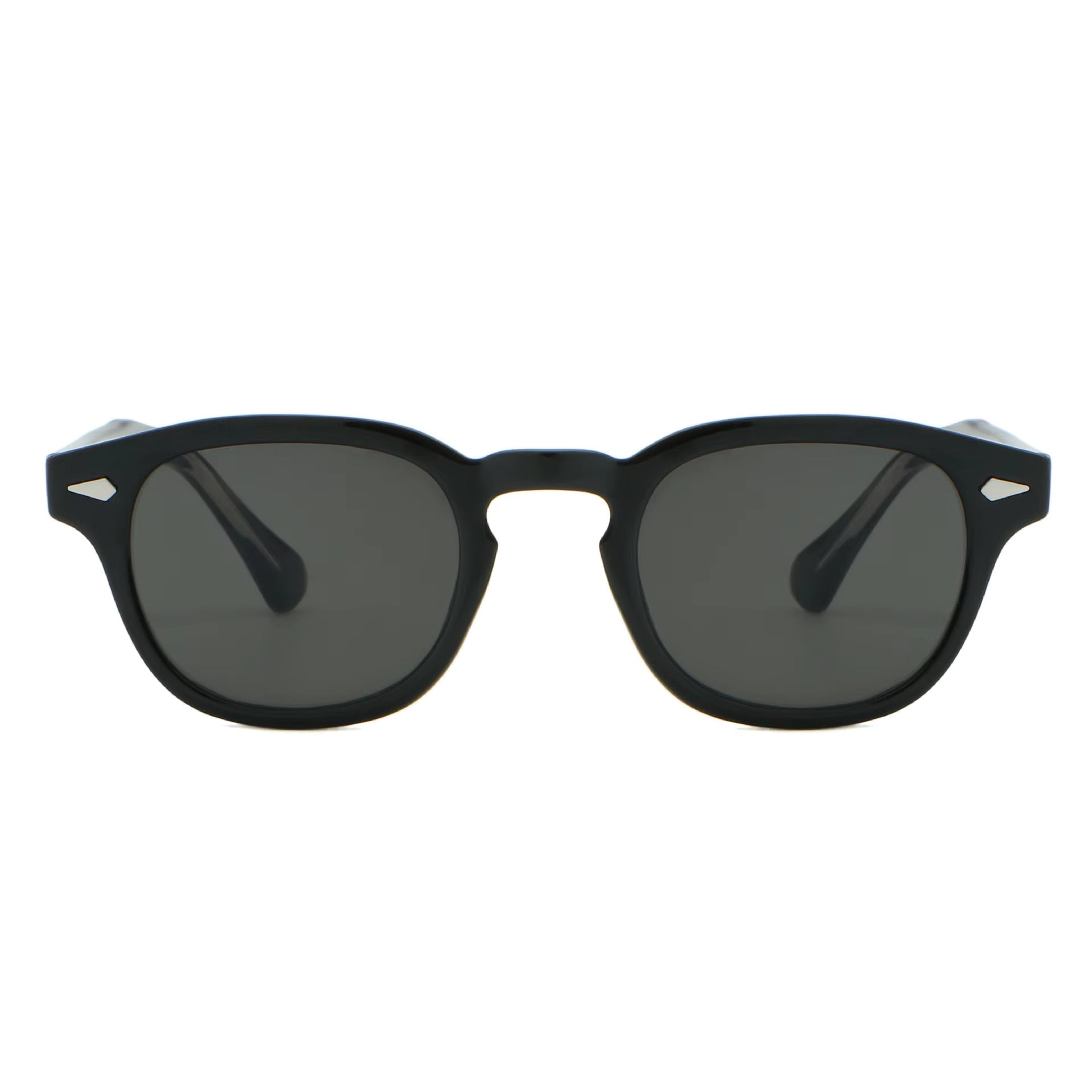 Monarch zwarte zonnebril met grijze glazen | tijdloos unisex design op transparante achtergrond