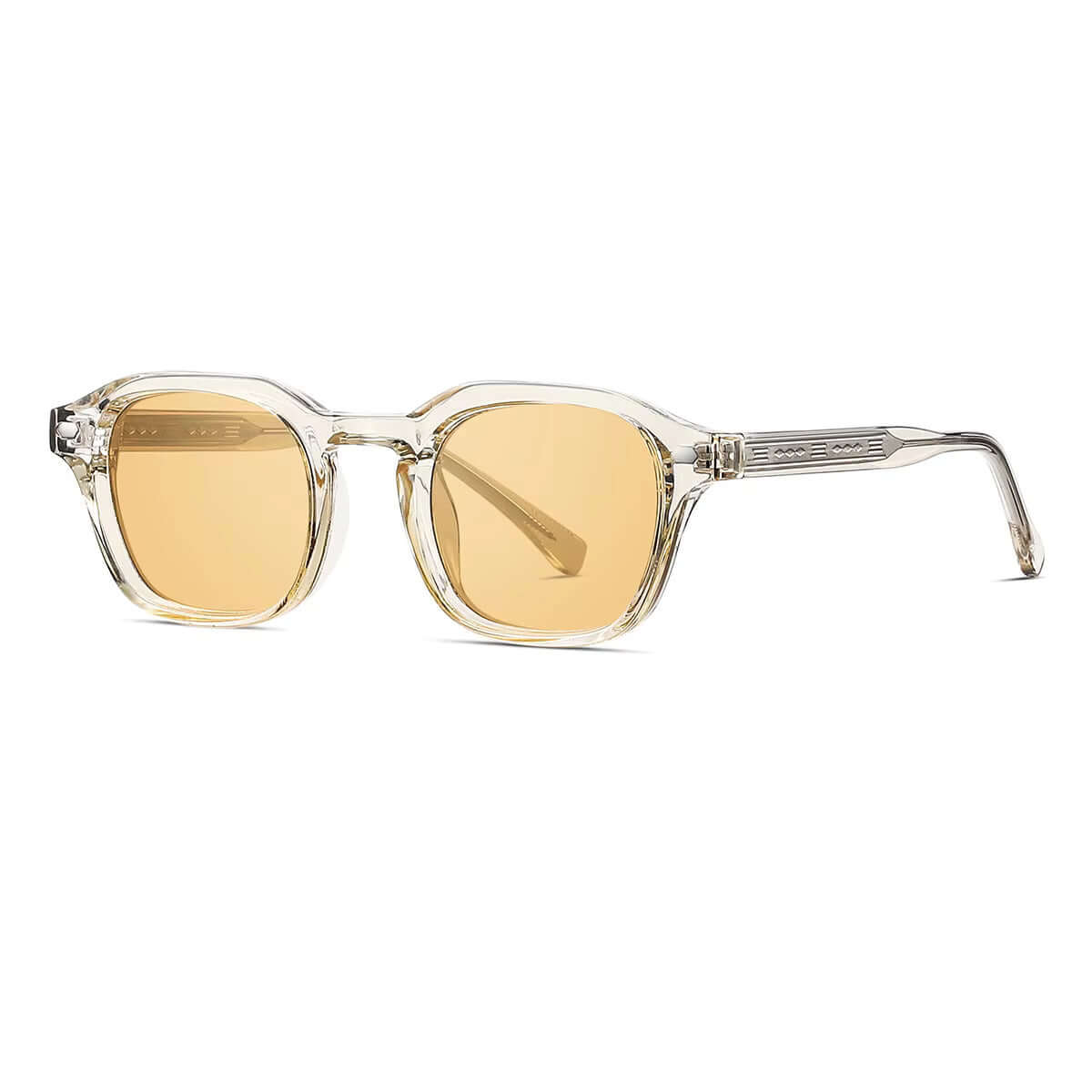 TIBOR sunglasses, transparent frame with yellow lenses, front view